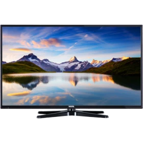 Vestel 39FB7100 Full HD LED TV, siyah çerçeveli ekranında dağ ve göl manzarası gösteriyor