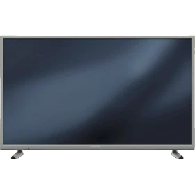 Grundig 49 GDU 7800S Ultra HD 4K LED televizyonun önden görünümü, ince çerçeveli siyah ekran ve ayaklar