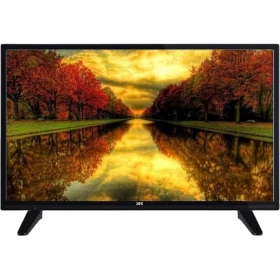 SEG 32SC7690F Full HD LED televizyon, siyah çerçeveli ekranında sonbahar manzarası ve ayaklarıyla.