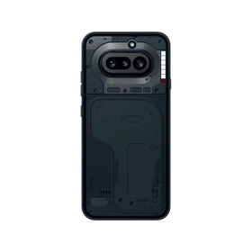 Nothing Phone 4a siyah akıllı telefonun arka yüzeyi, çift kamera ve modern endüstriyel tasarım detaylarıyla