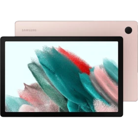 Samsung Galaxy Tab A8 LTE 4G pembe tablet, geniş ekranda renkli desen görünümüyle vitrin modeli