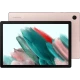 Samsung Galaxy Tab A8 LTE 4G pembe tablet, geniş ekranda renkli desen görünümüyle vitrin modeli