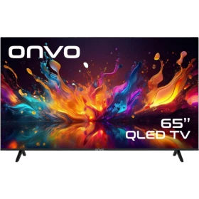 Onvo 65OVF9250UQ Ultra HD 4K TV, siyah çerçeveli 65 inç QLED ekranlı televizyon