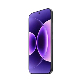 Xiaomi 17 siyah akıllı telefon, ince çerçeveli ekran ve yan tuş detaylı önden açılı görünüm