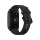 Honor Watch ES siyah akıllı saatin arka yüzü ve ayarlanabilir silikon kordonu