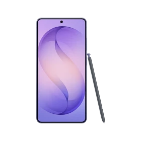 Samsung Galaxy S26 Ultra mor akıllı telefon, önden ekran görünümü ve yan tarafta S Pen kalem ile