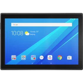 Lenovo Tab4 10 siyah renk uygun fiyatlı tablet ana vitrin görünümu, mavi başlangıç ekranıyla