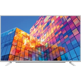 Arçelik A43L 6760 5W Full HD LED TV, renkli bina görüntüsü gösteren ince çerçeveli televizyon
