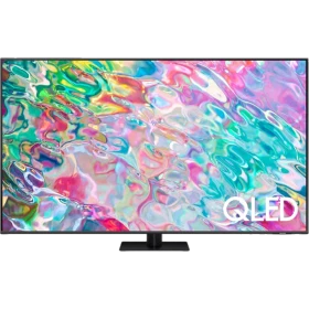 Samsung 55Q70B QLED Ultra HD 4K TV; canlı renkler ve QLED efektli ekranı ön görünümde gösterilir.
