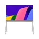 LG 48LX1Q6LA Ultra HD 4K OLED televizyon; ekranda canlı renkli soyut desen, ayaklı tasarım, genel renk.