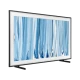 Samsung 75LS03HW Ultra HD 4K QLED TV ekranında mavi çizgili görüntü, genel renk tasarım.