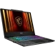 MSI Cyborg 15 B2RWFKG-208XTR FR62 siyah oyuncu laptop, renkli RGB klavye ve kalkan logosu ekranda.