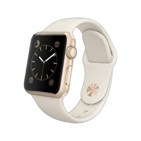 Apple Watch Sport 38 mm altın rengi alüminyum kasa ve antik beyaz spor kordonlu akıllı saat