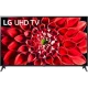 LG 70UN70706LB Ultra HD 4K LED televizyon ekranda kırmızı çiçek deseniyle, genel siyah tasarım.