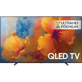 Samsung 88Q9F Ultra HD 4K QLED TV, canlı renklerle çiçek temalı ekran görüntüsü, vitrinde sergileniyor