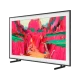 Samsung QLED 75LS03F Ultra HD 4K TV ekranında canlı renkli manzara görüntüsü, siyah tasarım.