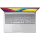 Gümüş Asus Vivobook 15 X1504ZA-NJ247-06 iş ve ofis laptopu; açık kapak ve aydınlık klavye görünümü