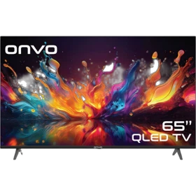 Onvo 65OVF5000AQ Ultra HD 4K QLED LED televizyon, siyah çerçeveli geniş ekran ve renkli görüntü