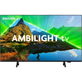 Philips 85PUS8309 Ultra HD 4K LED televizyon, ekranda AMBILIGHT TV logosu ve canlı manzara görünümü