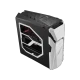 Asus ROG Strix GD30CI-TR004D siyah-beyaz masaüstü bilgisayar kasası, açılı yan panel tasarımıyla görünüyor