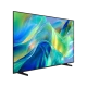 Samsung 75M1EH Ultra HD 4K TV, ince siyah çerçeveli ekranında renkli soyut dalga görüntüsüyle