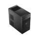 Siyah Dell Precision T3630 E-2146G masaüstü bilgisayarın önden ve yandan görünümü.