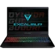 Casper Excalibur G770.1270-BVJ0X-B siyah oyuncu laptop; RGB arkadan aydınlatmalı klavye ve LED ekran logosu önde.