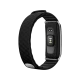 Huawei Honor Band A2 siyah akıllı bileklik, kavisli ekranı ve arka yüzündeki sensörleriyle görünür.