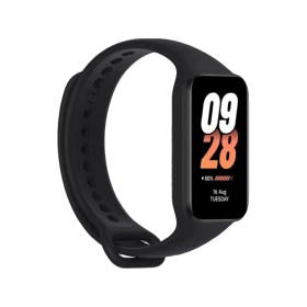 Xiaomi Smart Band 8 Active siyah akıllı bileklik, dijital ekranı ve ayarlanabilir silikon kordonuyla