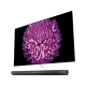 LG OLED77W7V OLED Ultra HD 4K TV, siyah çerçeveli ekranda mor çiçek manzarası görünüyor