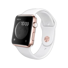 Apple Watch Edition 42 mm, 18 ayar roze altın kasalı ve beyaz spor kordonlu akıllı saat