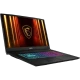 MSI Katana 17 HX B14WFK-216XTRAT42 siyah oyuncu laptop; kırmızı altın desenli ekran ve çok renkli klavye ışıkları görünüyor