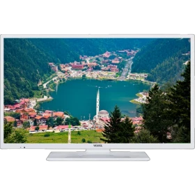 Vestel 43F8500B Full HD LED televizyon, beyaz çerçeveli tasarımı ve manzara görüntüsüyle