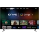 Onvo 50OVF9000UQ Ultra HD 4K LED televizyon, Google TV ekranı ve ayaklarıyla önden görünüm