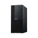 Dell Optiplex 3060 masaüstü bilgisayar, siyah kasası ve ön panel bağlantılarıyla önden görünür