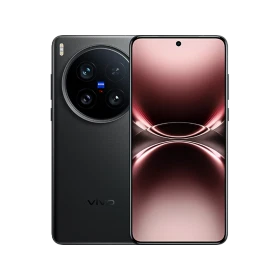 Vivo X200 Ultra siyah akıllı telefon, geniş ekran ve büyük dairesel kamera modüllü arka tasarım ön-arka görünüm