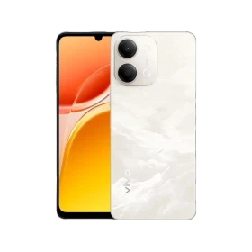Vivo Y11d altın renk akıllı telefon, ön ekranı ve çift kameralı arka tasarımıyla vitrin görünümü