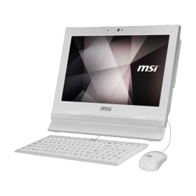 MSI PRO 16T 10M-002XEU beyaz masaüstü bilgisayar, ekranı, klavyesi ve mouse ile birlikte