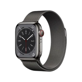 Apple Watch Series 8 Cellular 41mm siyah paslanmaz çelik kasa ve Milano kordonlu akıllı saat