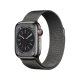 Apple Watch Series 8 Cellular 41mm siyah paslanmaz çelik kasa ve Milano kordonlu akıllı saat