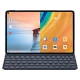 Huawei MatePad Pro gri tablet; bölünmüş ekranlı kullanım arayüzü ve klavye desteğiyle eğitim için tasarım.