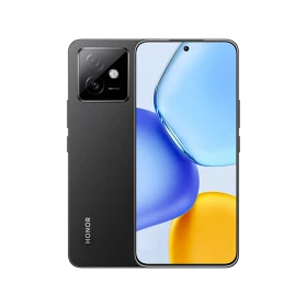 Honor X60 GT siyah akıllı telefonun ön ve arka yüzü, geniş ekran ve kare kamera modülüyle vitrin görünümü