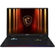 MSI Raider A18 HX A9WHG-266TR siyah oyuncu laptop ekranında Ejderha arması ve RGB ışık efekti görülüyor