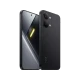 Siyah Xiaomi Poco X8 Pro Max telefonun ön ve arka yüzü, çift kamera tasarımıyla birlikte gösteriliyor.