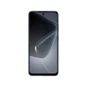 Siyah Infinix Hot 50i akıllı telefon, tam ön görünüm; ince çerçeveli ekran ve üstte delikli kamera tasarımı