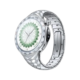 Huawei Watch Ultimate Design Spring Edition gümüş akıllı saat, yeşil detaylı kadran ve metal bilezik