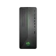 HP 790-0027nt 5XW60EA masaüstü bilgisayar, siyah kasa ve yeşil detaylı ön panel görünümü