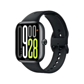 Xiaomi Redmi Watch 5 siyah akıllı saat, renkli dijital ekranı ve ayarlanabilir silikon kordonuyla önden görünür.
