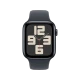 Apple Watch SE 2 2024 44 mm siyah alüminyum kasa ve spor kordonlu akıllı saat, krem detaylı kadran