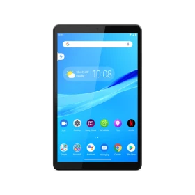 Lenovo Smart TAB M8 TB-8505FS gri tablet; parlak ekran ve uygulama arayüzü ile vitrinde görünüyor
